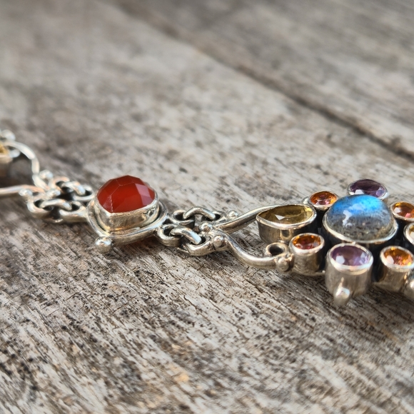 Nicky Butler 925 Sterling Silver Carnelian Labradorite Designer NB Bracelet 8"✨️ - Picture 5 of 16